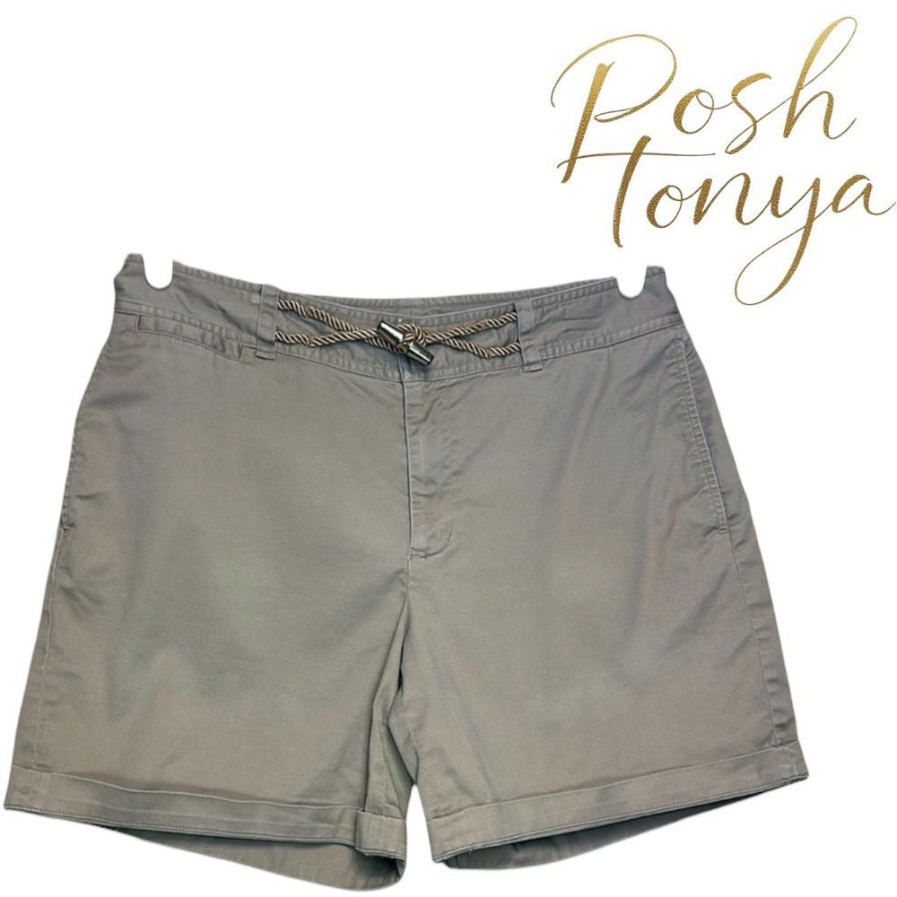 Lauren Ralph Lauren High Rise Khaki Shorts Rope Detail Tan Sz 8 Coastal Resort